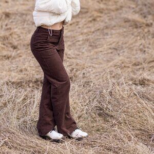 SHEIN brown corduroy cotton blend wide leg cargo pants size S US